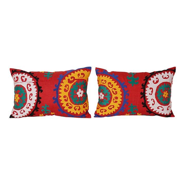 Set of 2 vintage embroidered cushion covers 41x61 cm