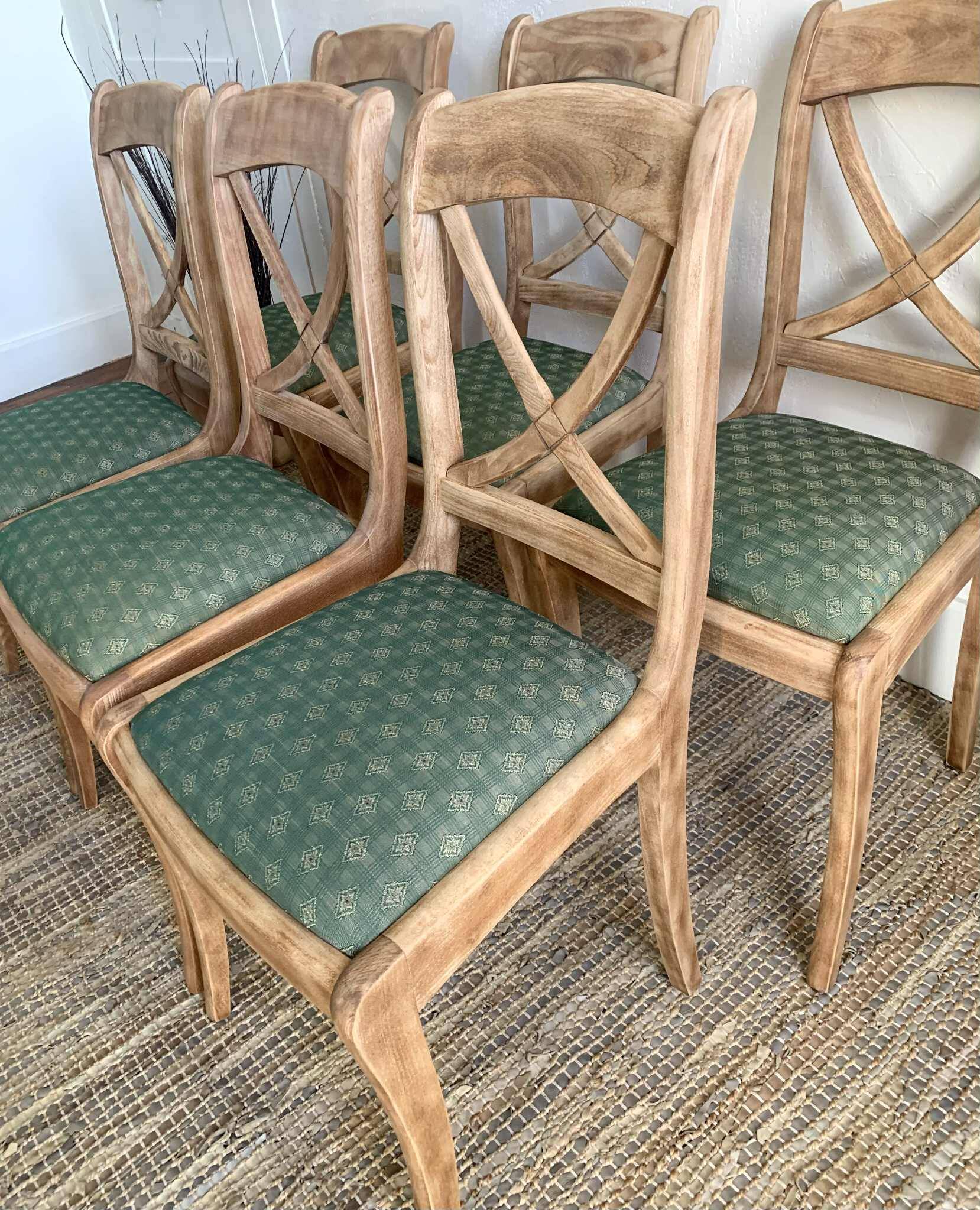 Lot de 6 chaises en bois massif assises vertes