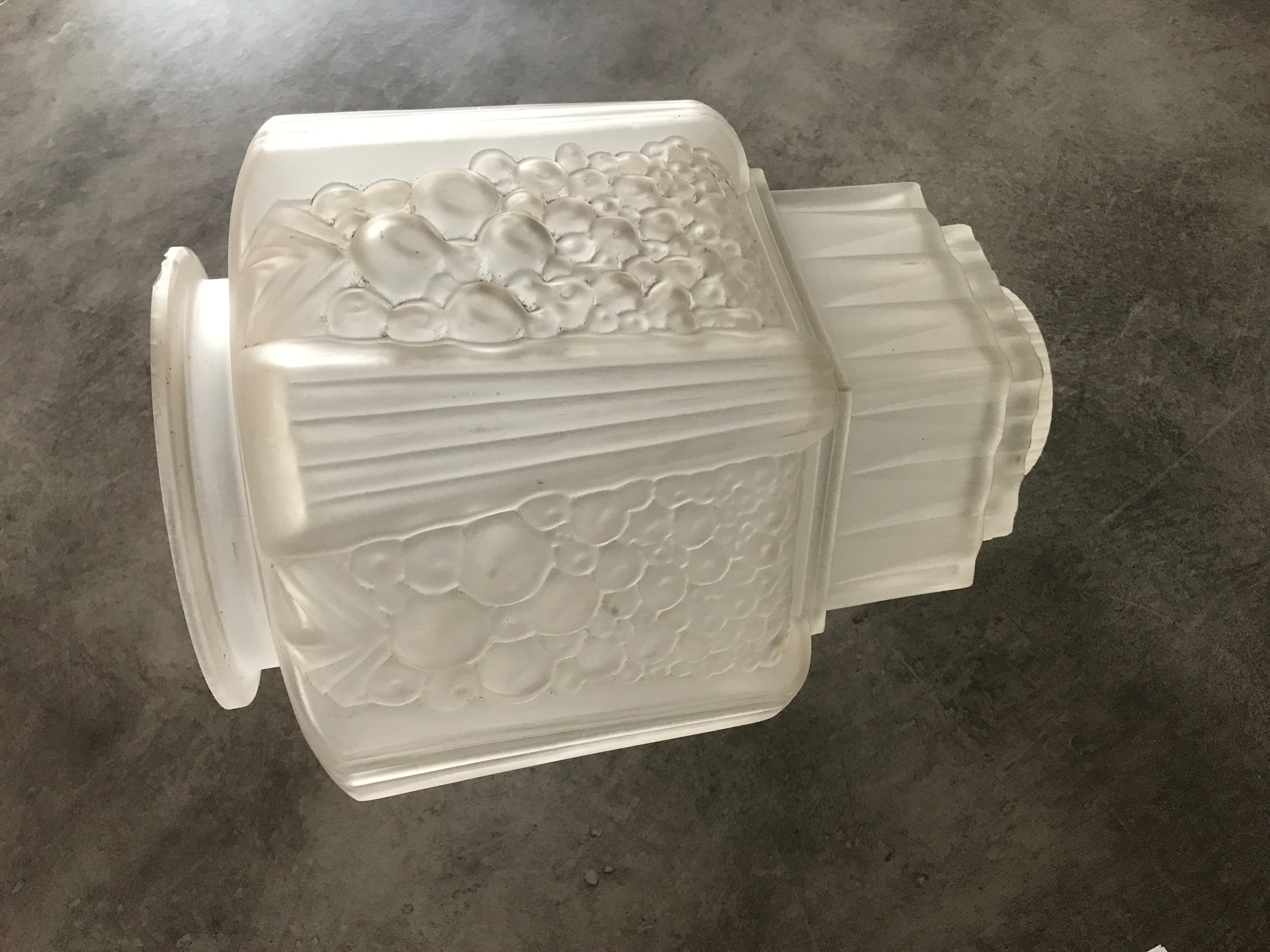 Old frosted glass lampshade suspension ceiling lamp art deco 30 cm