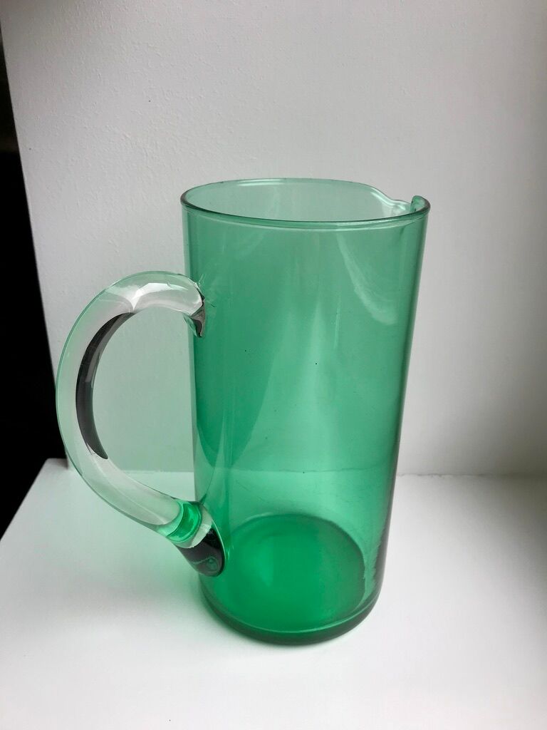Green glass pitcher 70s