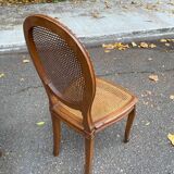 2 Louis XV medallion chairs in solid wood with canes