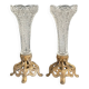 Pair of candlesticks in spelter and moulded glass