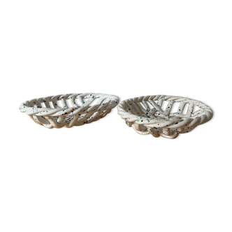 Set of 2 woven ceramic baskets