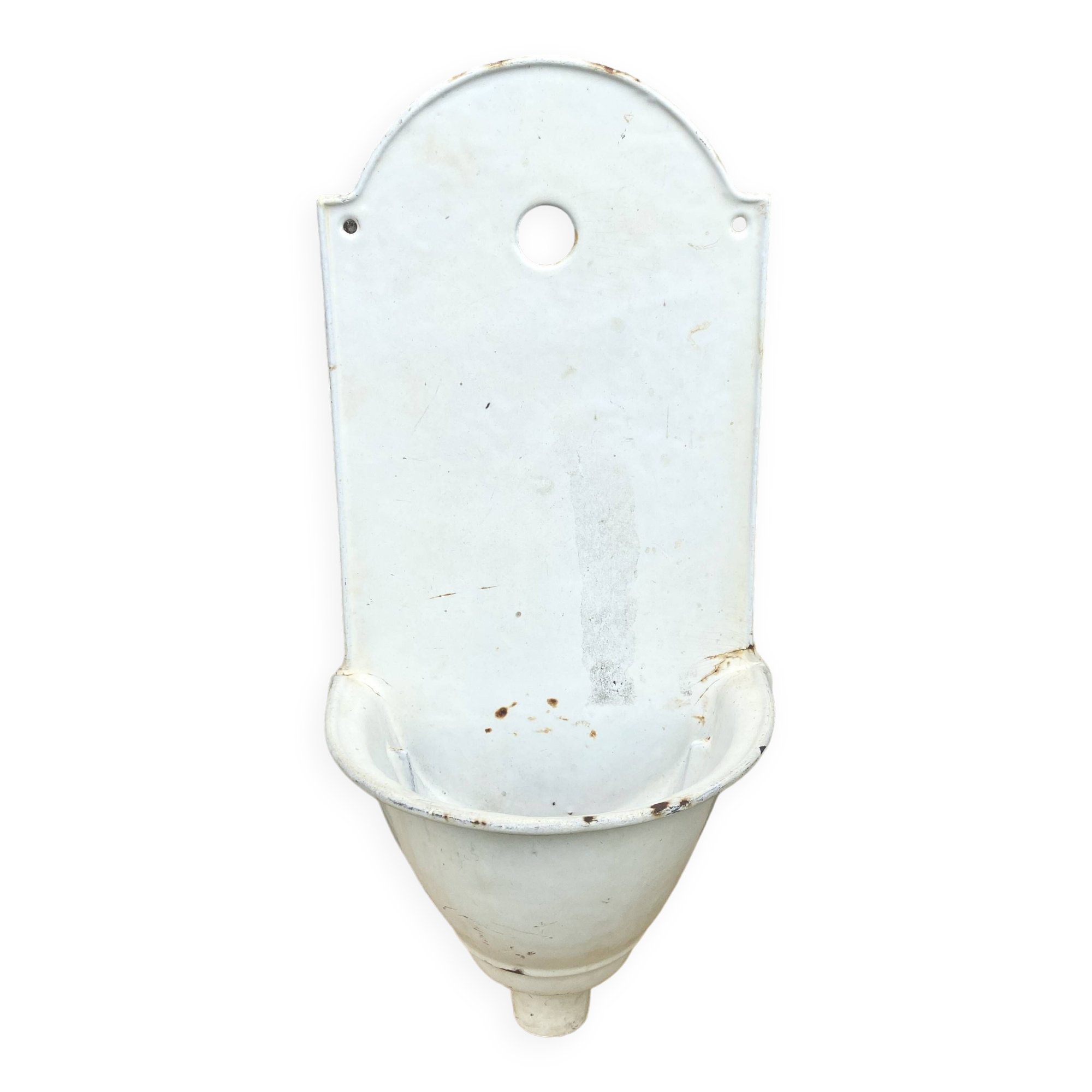 White enameled cast iron wall fountain