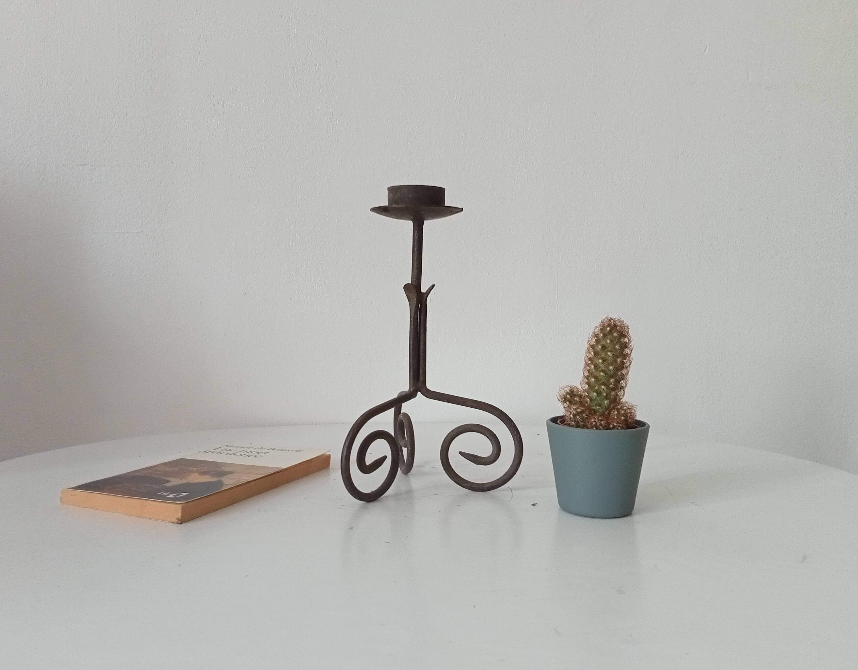 Antique wrought iron candlestick