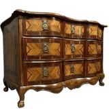 Louis XV period Arbalète chest of drawers in 18th century noble wood marquetry