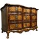 Louis XV period Arbalète chest of drawers in 18th century noble wood marquetry