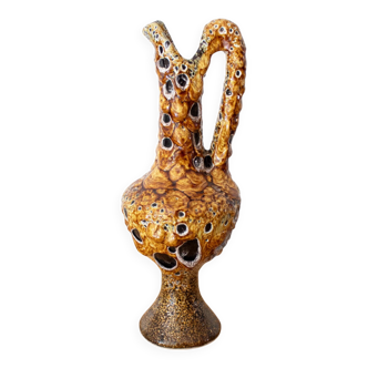 Vintage Fat Lava Cyclops Pitcher Vase, French Mid-Century Ceramics