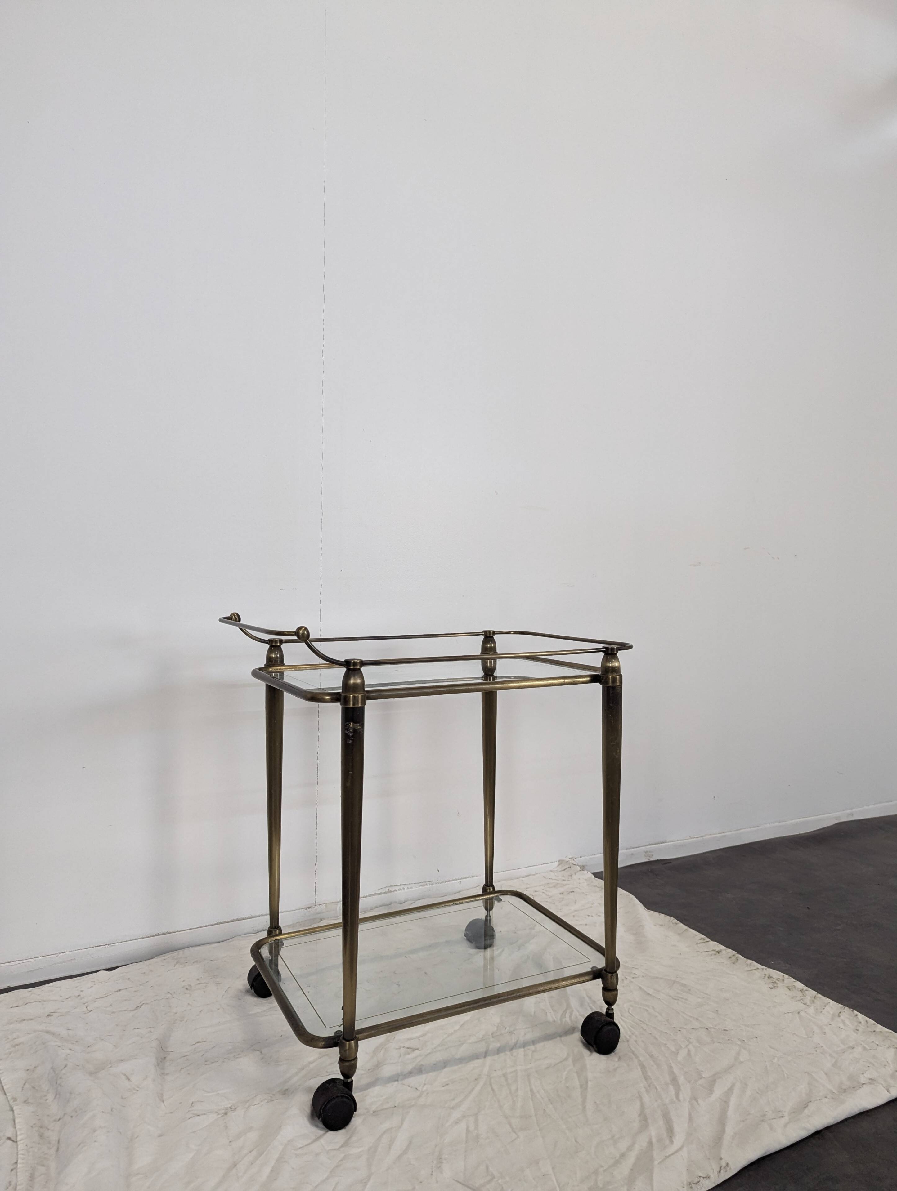 1950s brass rolling trolley