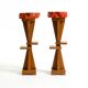 Two mid-century standing ashtrays consisting of red Alabaster cup