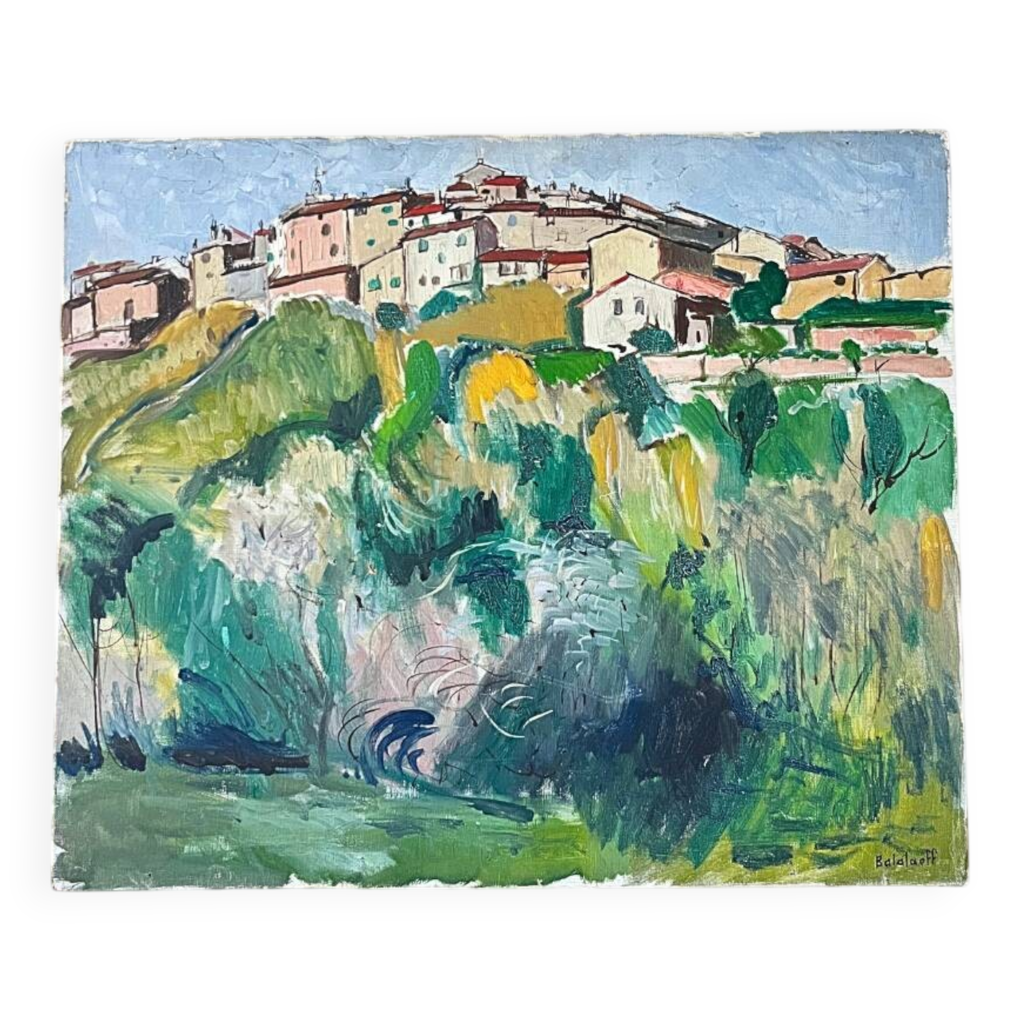 Original painting signed Balaloeff – Village on a hill