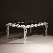 Brutalist Chain Link Coffee Table with Smoked Glass | France 1970s