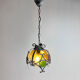 Brutalist cast iron and colored glass pendant, 1970s