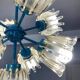 Turquoise glass and metal chandelier with 9 lights, Leclaire & Schäfer, 1960