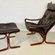 Vintage norwegian leather seista chair & ottoman by ingmar relling