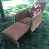 Art Deco reclining armchair, 1930s, rests folding feet
