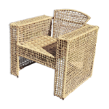 Armchair in metal and braided rope, 1980