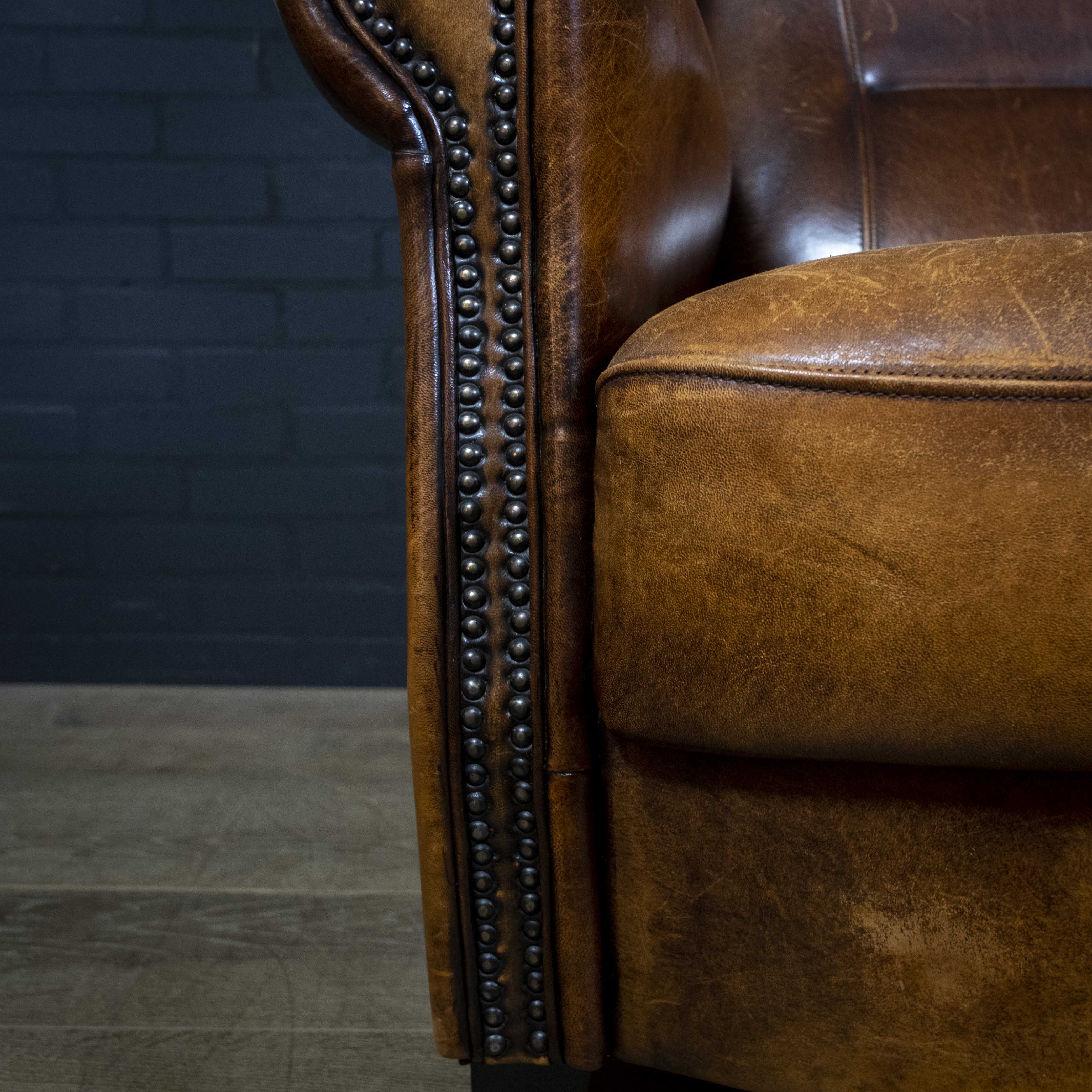Fauteuil vintage Joris design cuir de mouton