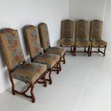 Beech Os De Mouton tapestry chairs (set of 6)