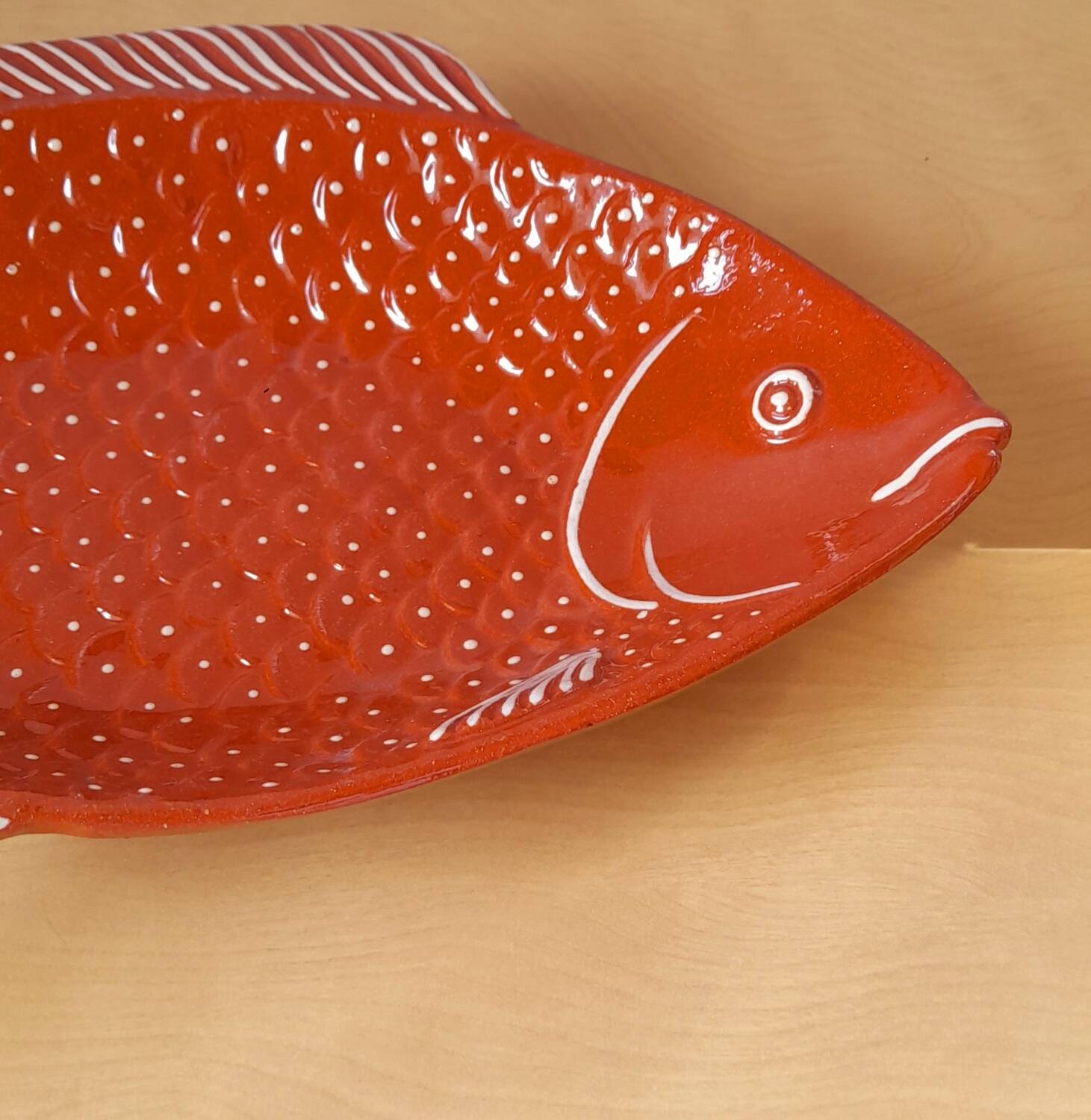 Glazed terracotta fish dish
