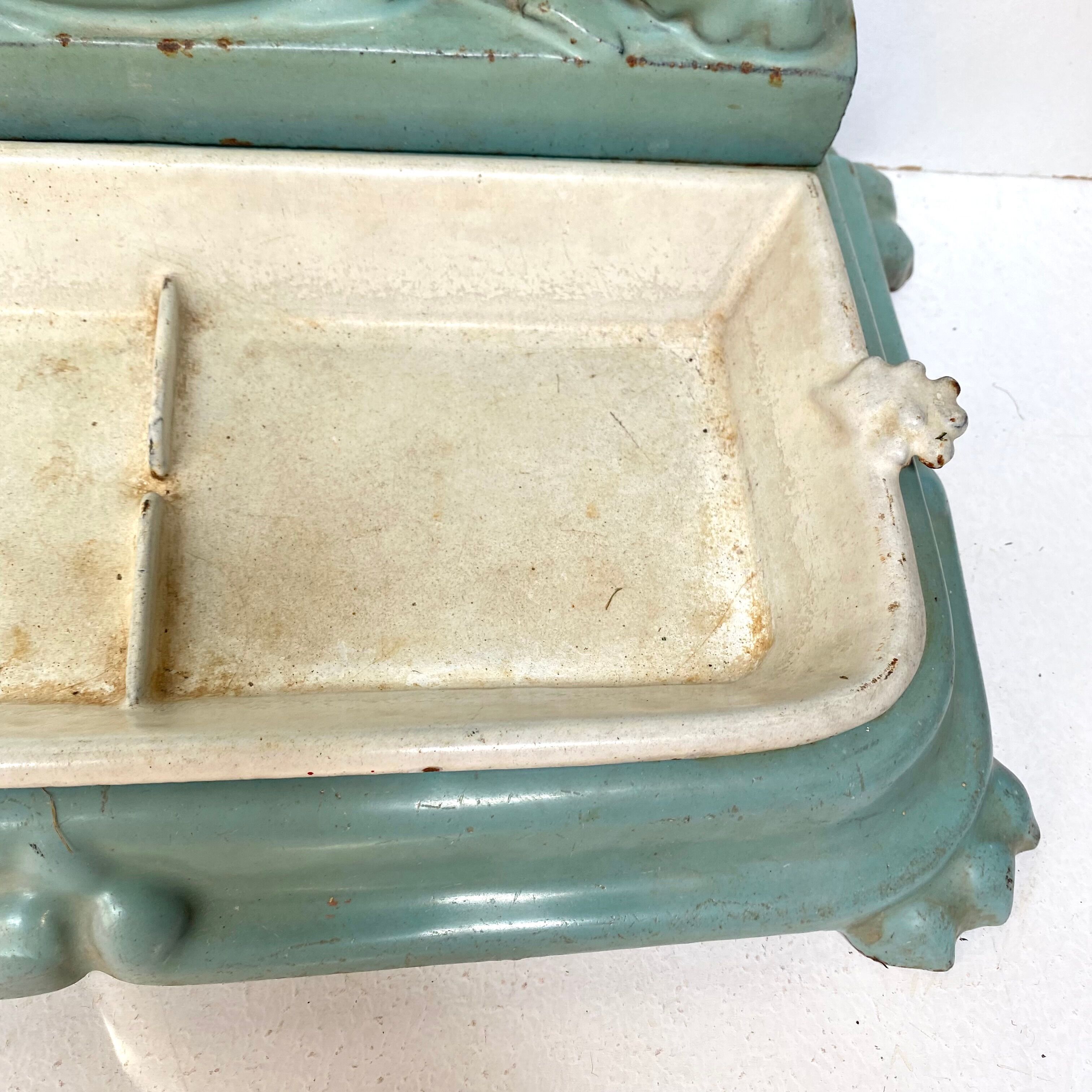 Enameled cast iron umbrella stand from the early 20th century