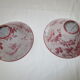 Paire d'abat_jour anciens en toile de jouy rose