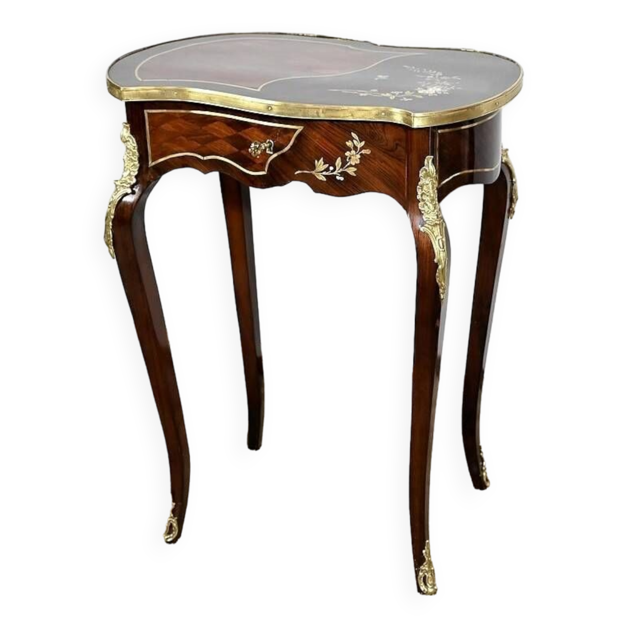 Small Living Room Table in Rosewood and Marquetry, Louis XV style, Napoleon III – Middle XI period