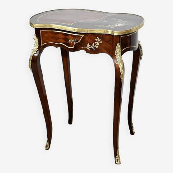 Small Living Room Table in Rosewood and Marquetry, Louis XV style, Napoleon III – Middle XI period