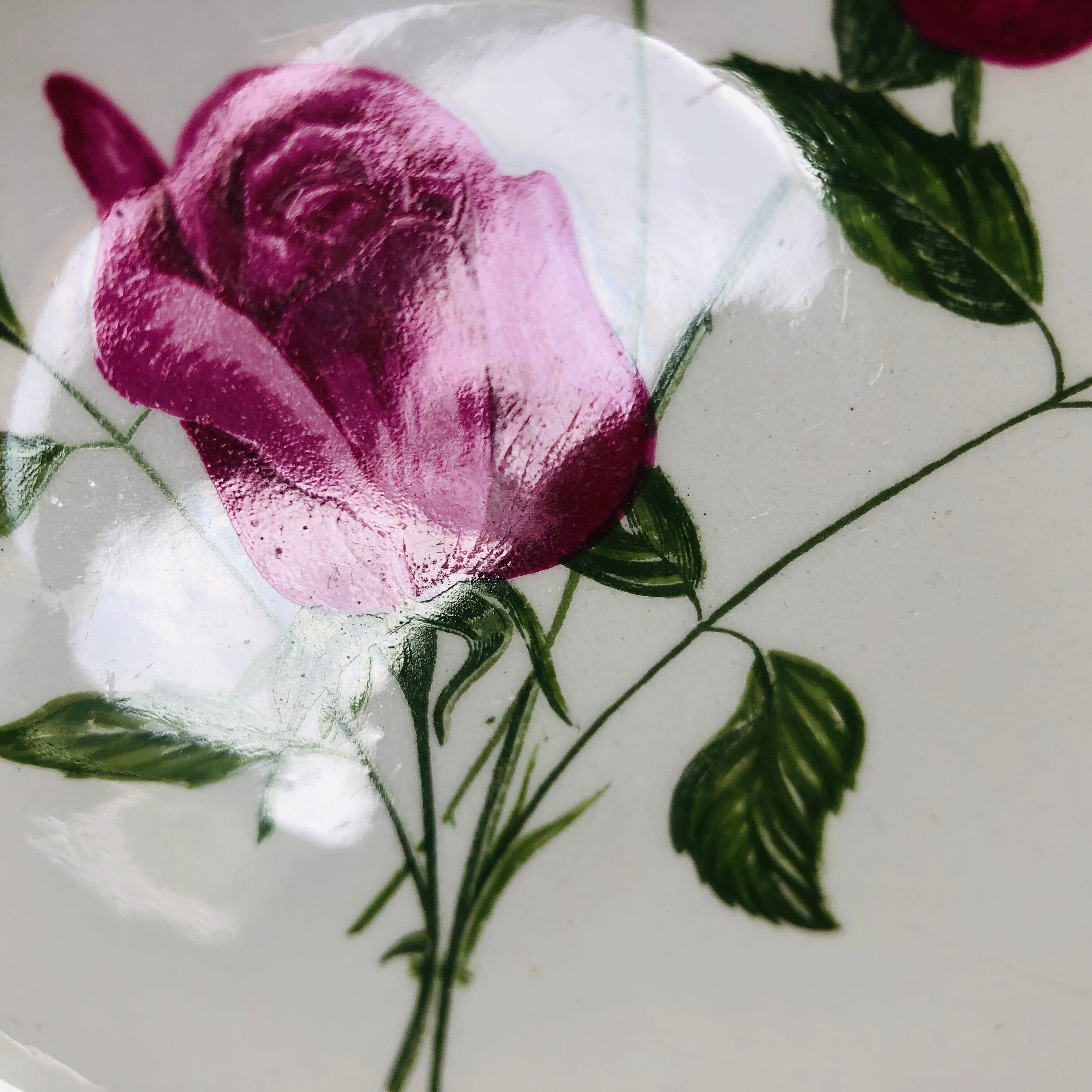 Plate by Amandinoise with a floral art deco rose motif.