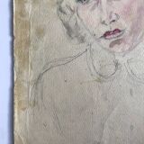Portrait of a woman, 1950s/1960s. Watercolor and graphite on paper
