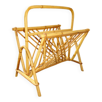 Vintage rattan magazine rack