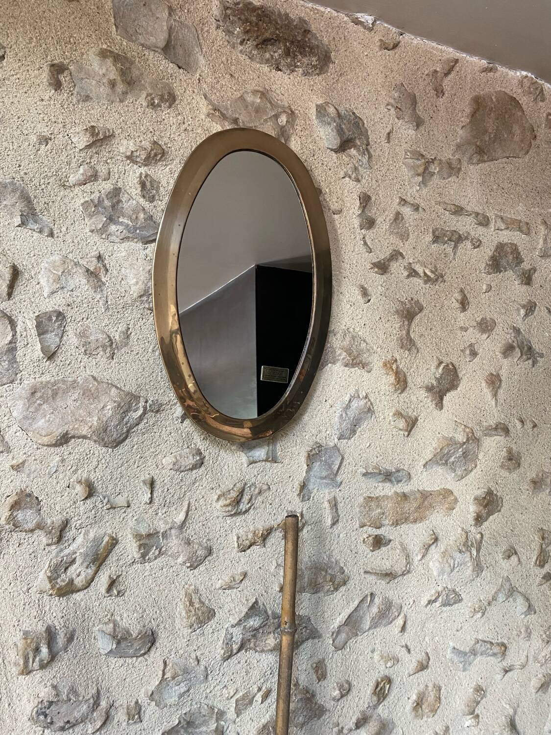 Urdu oval mirror solid brass