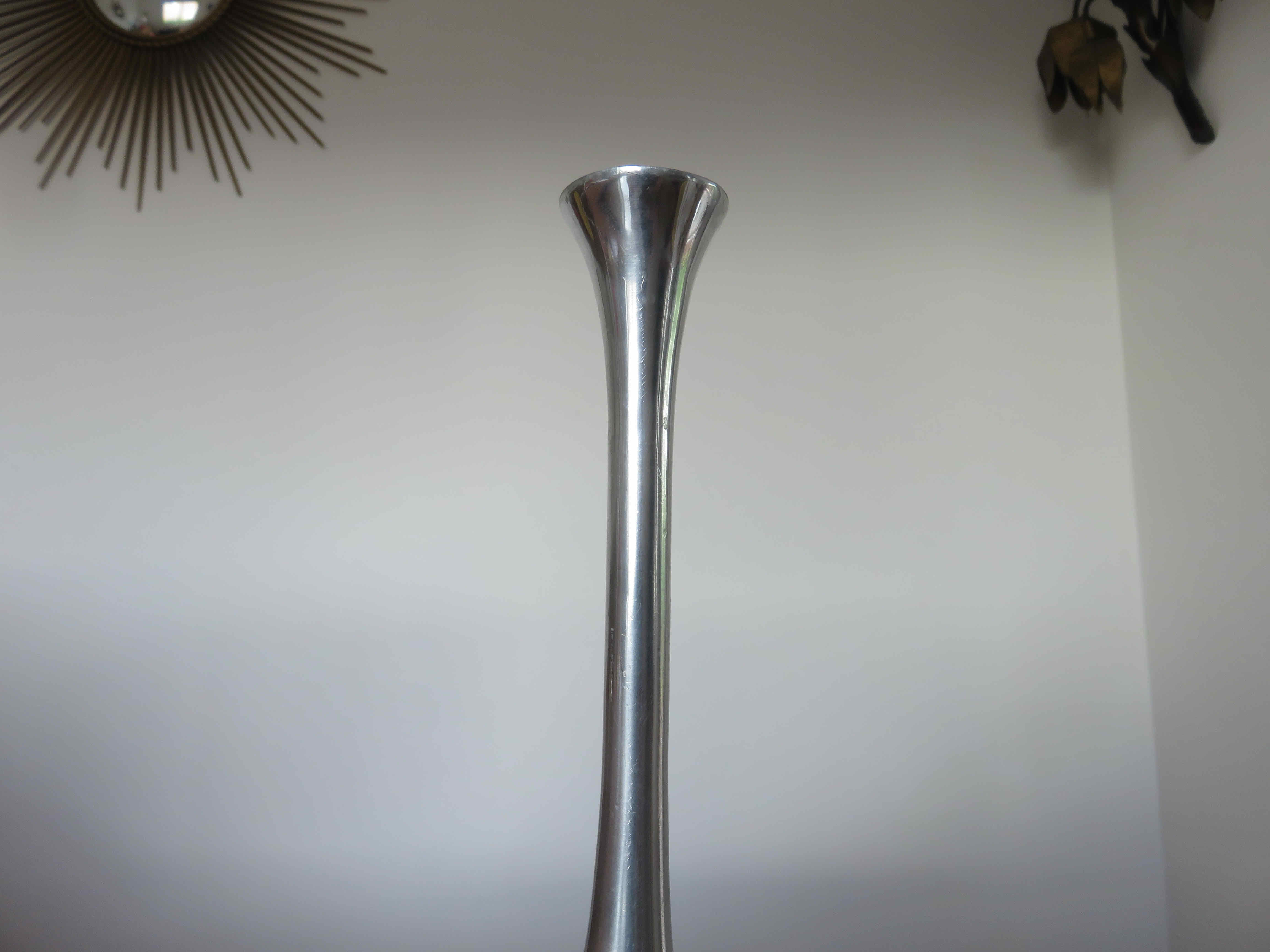 Scandinavian modernist aluminum candle holder in the 70s