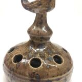 Vase pique fleur en grès pyrite zoomorphe 1950/60