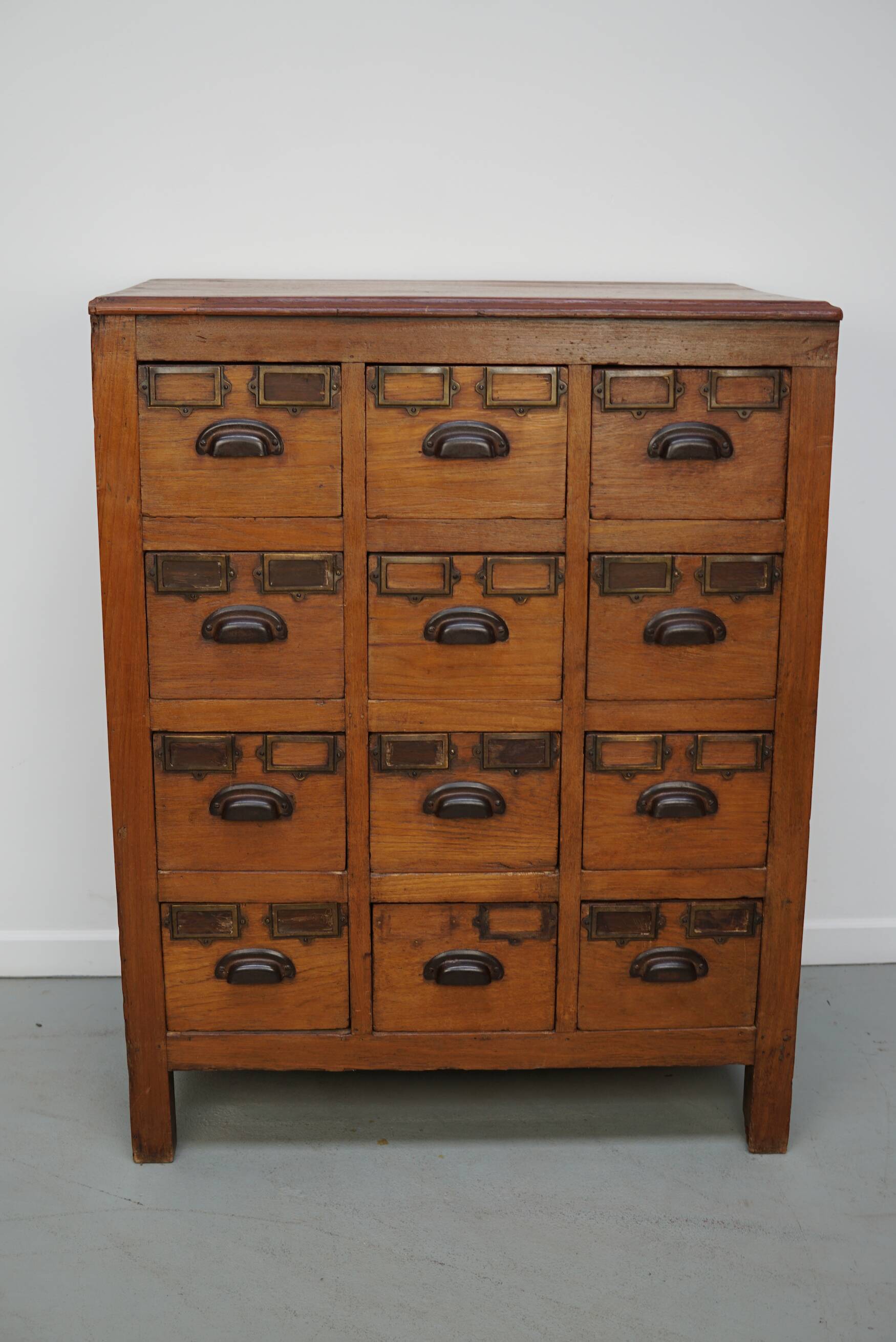 Vintage Dutch Teak Apothecary / Filing Cabinet, 1930s