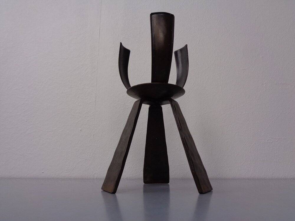Brutalist Iron Candleholder, Germany, 1960s