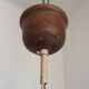French Vintage Leaf Metal and Wood Hanging Light Textured Glass Shade
