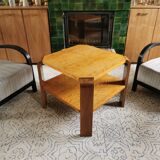 Square art deco coffee table in light wood