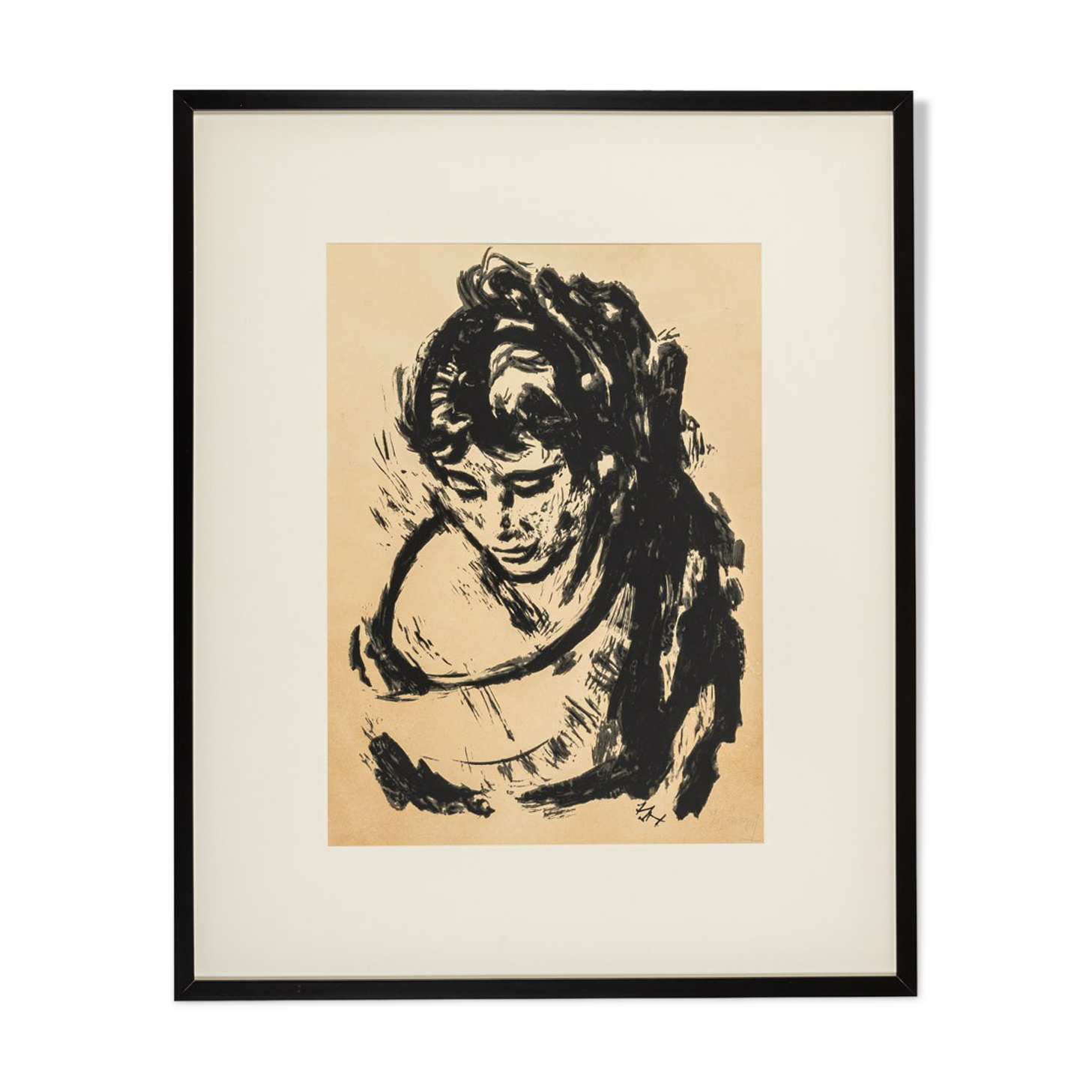 Portrait of a Woman, B/W ink drawing on Paper, 74 x 90 cm