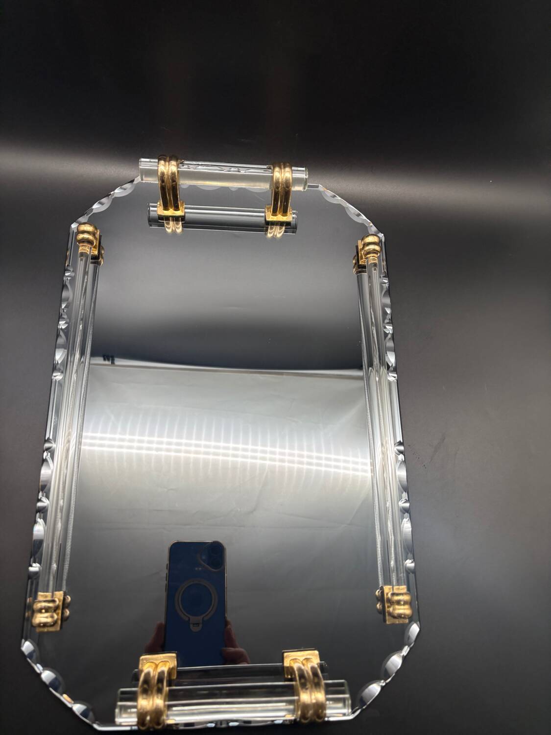 Beveled mirrored tray, Art Deco 1940, Saint-Gobain France