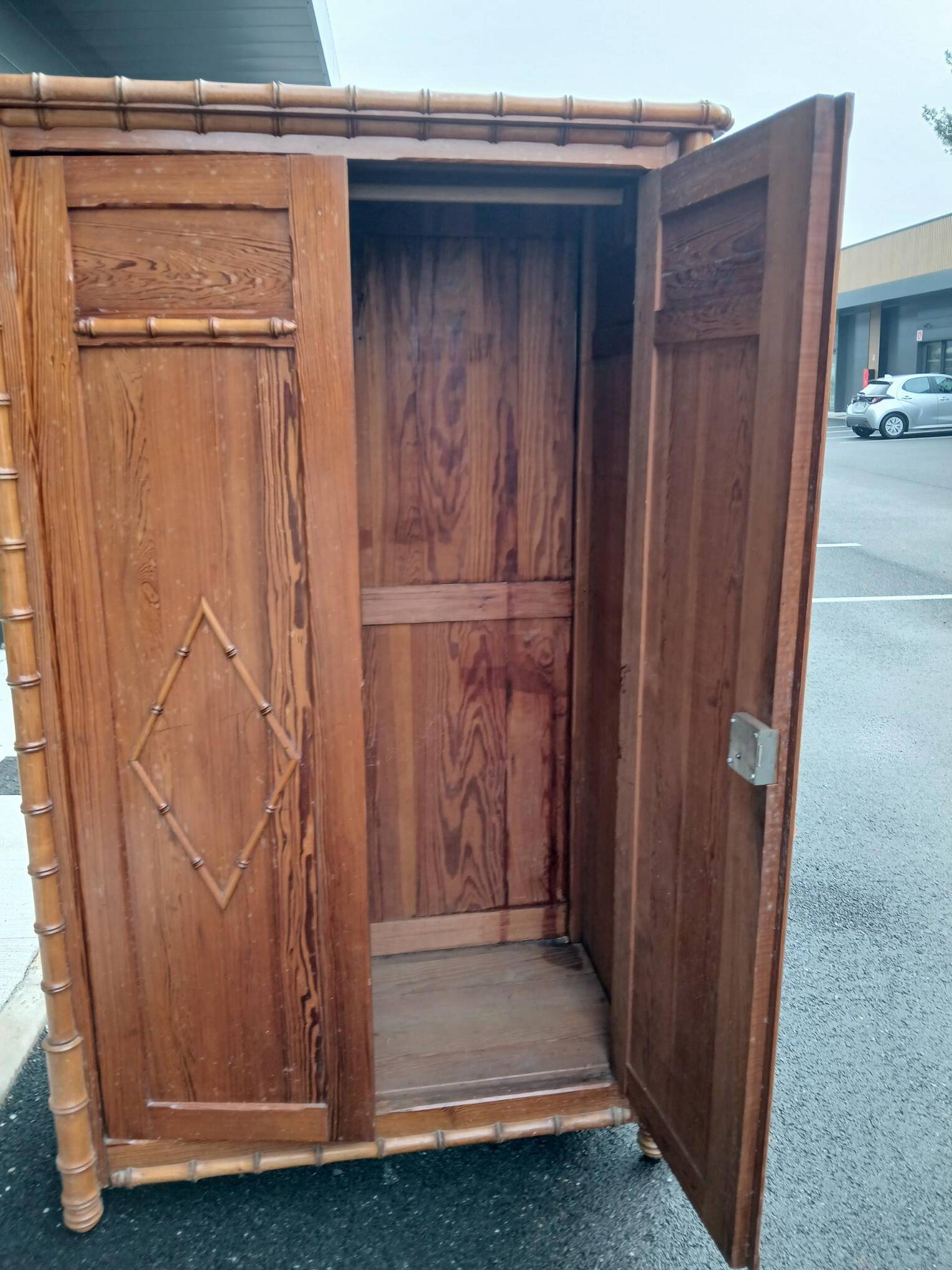 Pine effect wardrobe, bamboo from the early 20th century.