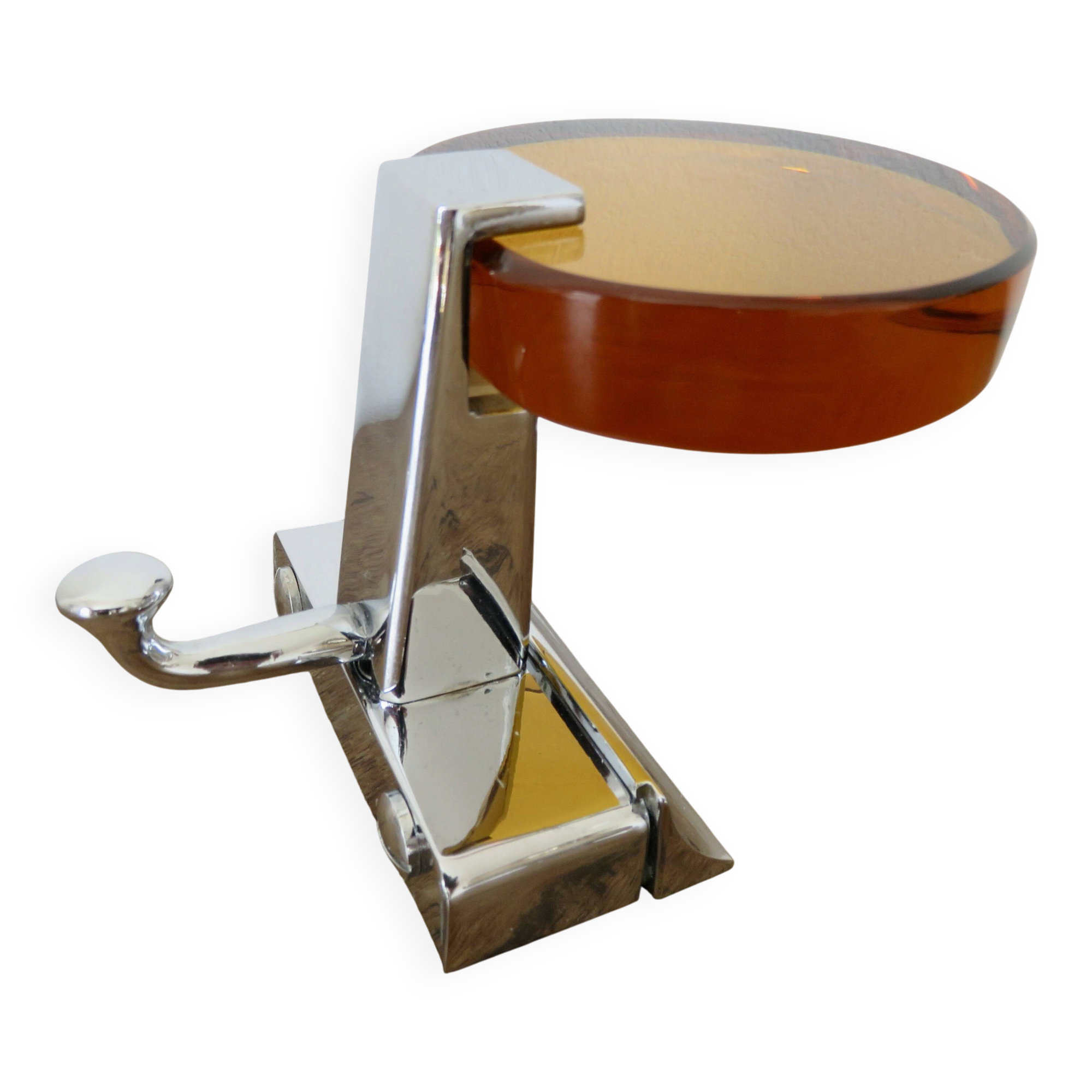 Patère, porte manteau mural en verre de Murano orange et laiton chromé 1970