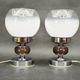 Pair of 1960s Italian Murano Glass, Chrome and Wood Table Lamps
