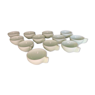 12 green opaline coffee cups