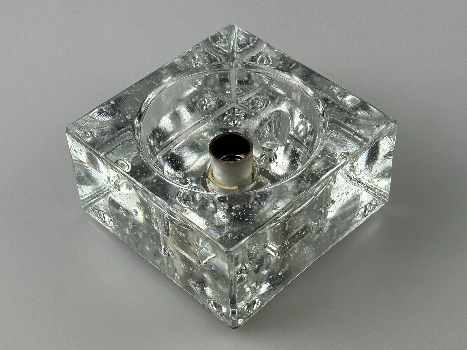 60s 70s Wall Lamp Ice Glass Cube Wall Sconce by Müller & Zimmer Germany