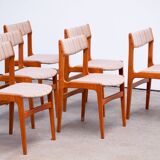 Set of 6 Scandinavian chairs vintage solid teak and wool 1960