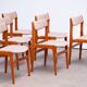Set of 6 Scandinavian chairs vintage solid teak and wool 1960