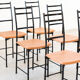 Dining chairs in brown leather and aluminum by ycami, 1980
