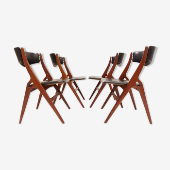 Set of 4 chairs vintage Scandinavian teak