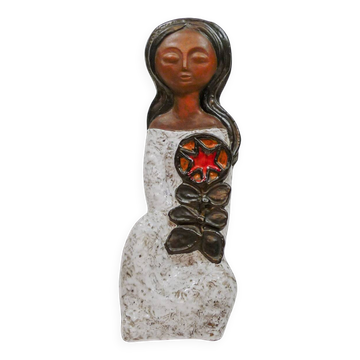 Sculpture de femme en céramique artisanale par Rogier Vandeweghe pour Perignem, années 1960